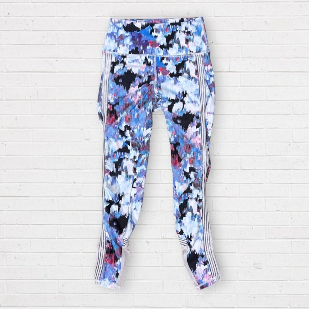 *FABLETICS Blue Pink Watercolor Leggings Sheer Mesh Athletic Yoga Pants XS